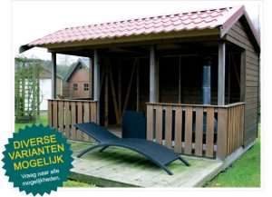 Houten berging met patio