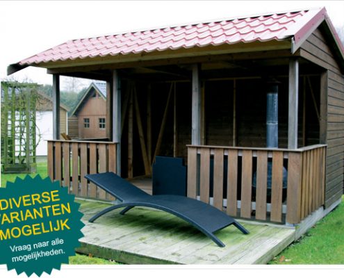 Houten berging met patio