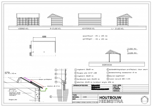 Nieuw Overkapping-stalling tekening - Houtbouw Hiemstra Twijzel GS-04