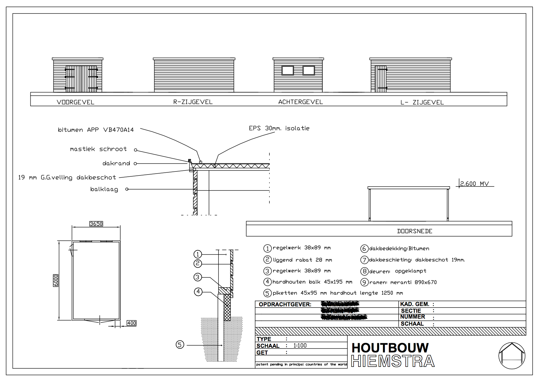 Begrijpen Evenement Kruipen Tuinhuis met platdak tekening - Houtbouw Hiemstra Twijzel