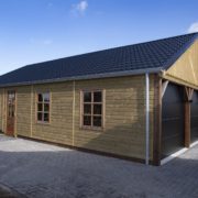 Houten berging met carport in Niekerk